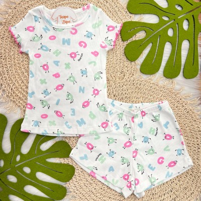 Conj Pijama canelado Letrinhas 